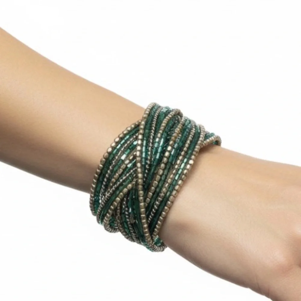 Vintage Boho Beaded Cuff Bracelet